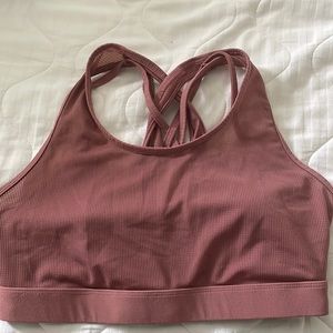 Mauve colored high impact sports bra